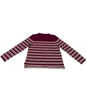 Talbots Purple and White Striped 100% Cotton Pullover Mock Neck Top Size L NWOT